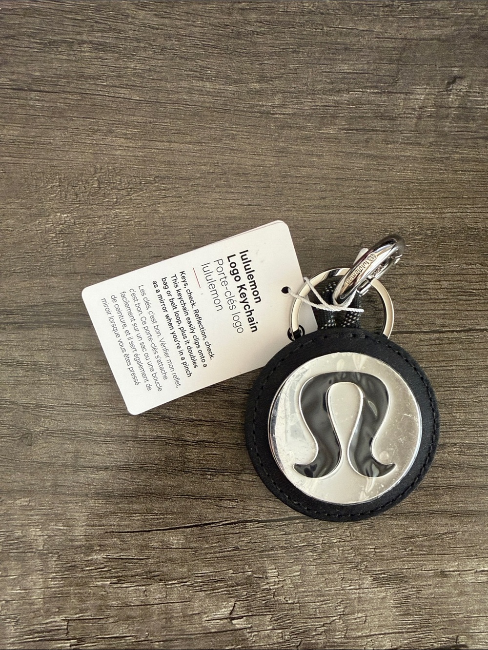 lululemon Silver & Black 'LOVE' Logo Keychain